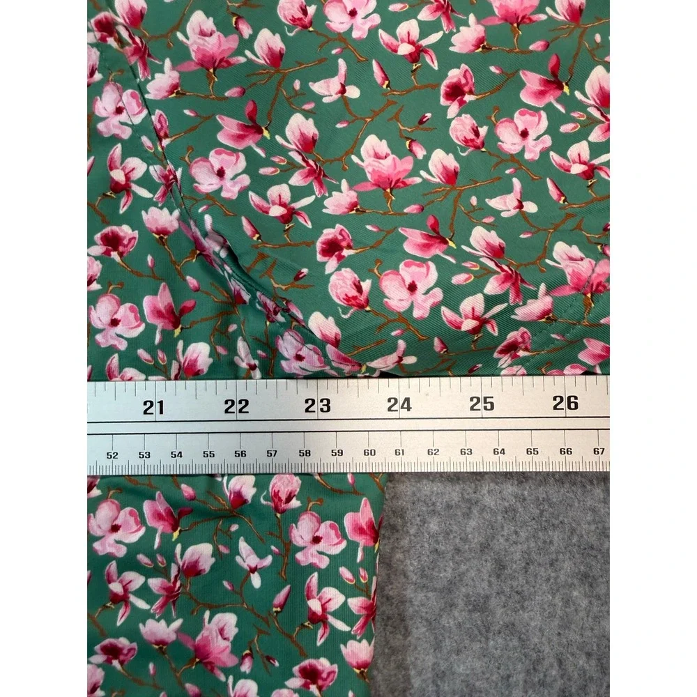 774 Signature Mens 2XL‎ Green Pink Floral Cherry Blossom Golf Performance Polo